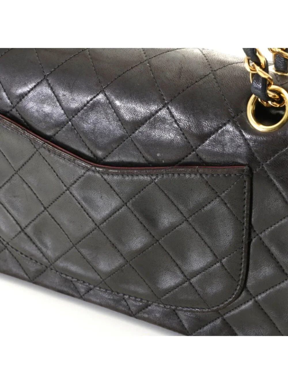 Chanel Quilted Double Flap Bag 23 Black Lambskin